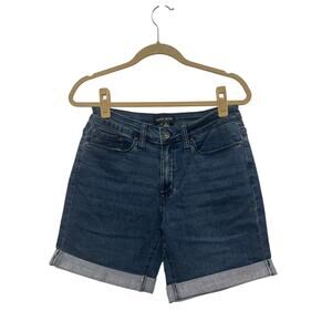 DKNY High Rise Rolled Hem Stertch Bermuda Denim Jean Shorts 4